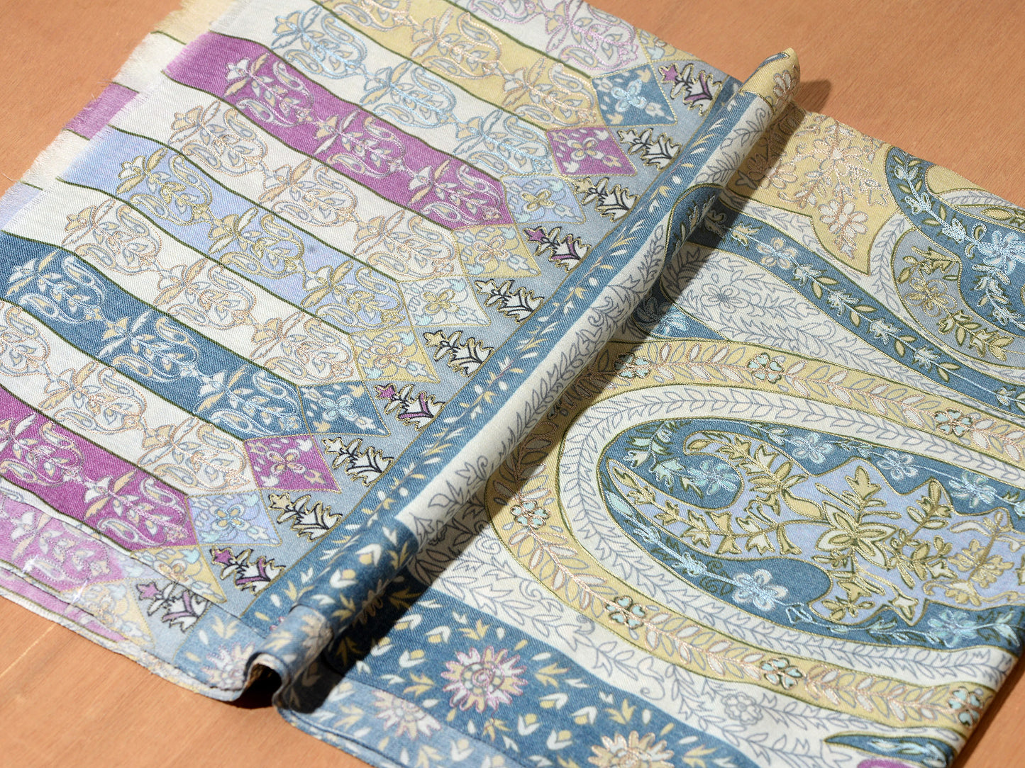 OMVAI Kalamkari Kani with Embroidery - Light Blue