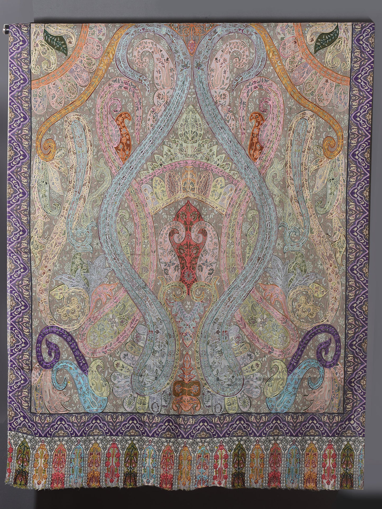 OMVAI Kalamkari Kani with Embroidery - Powder Pastels