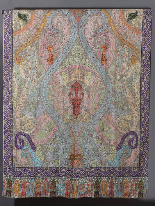 OMVAI Kalamkari Kani with Embroidery - Powder Pastels