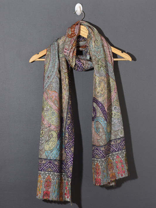 OMVAI Kalamkari Kani with Embroidery - Powder Pastels