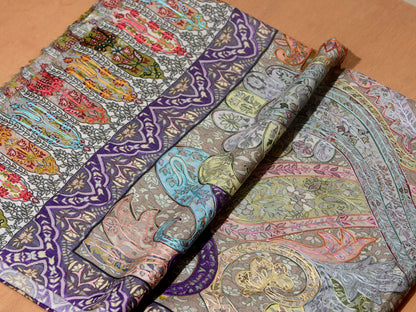 OMVAI Kalamkari Kani with Embroidery - Powder Pastels