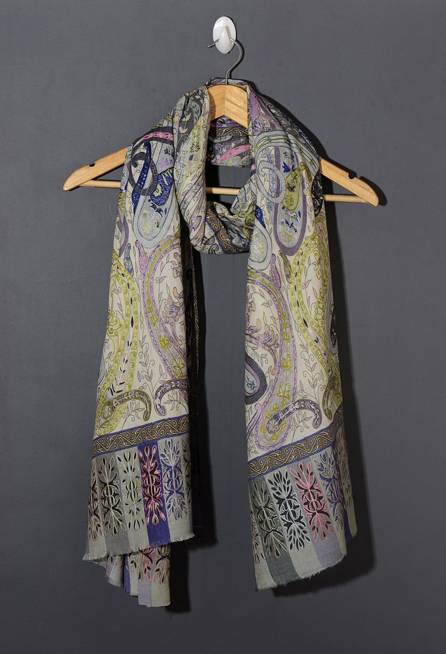 OMVAI Kalamkari Kani with Embroidery - Purple Charm