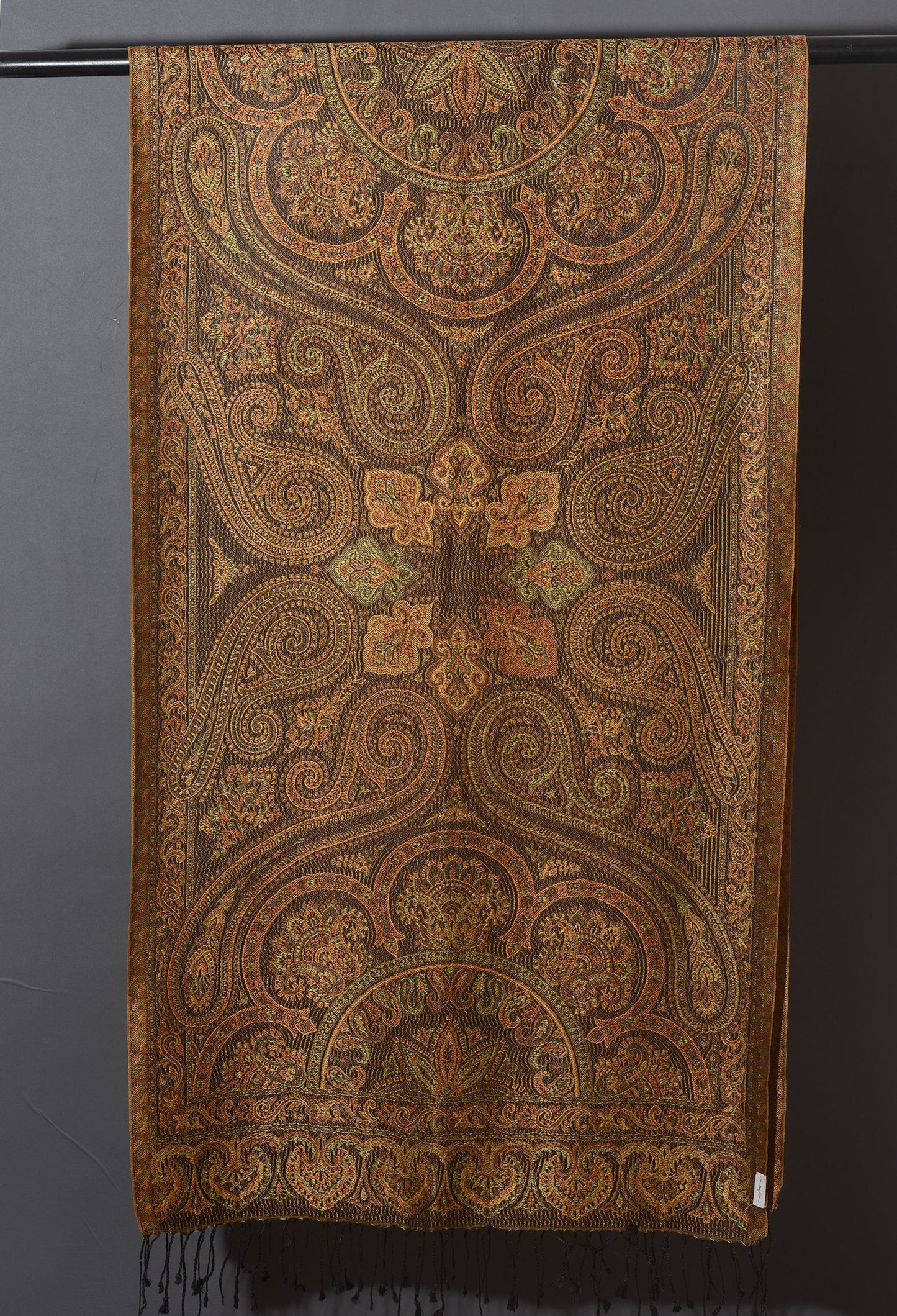 OMVAI Victorian Paisley Premium Woven Silk Stole - Chocolate Love