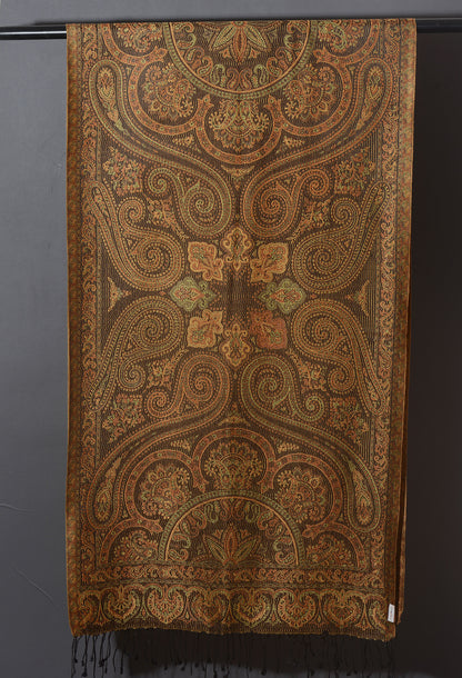 OMVAI Victorian Paisley Premium Woven Silk Stole - Chocolate Love
