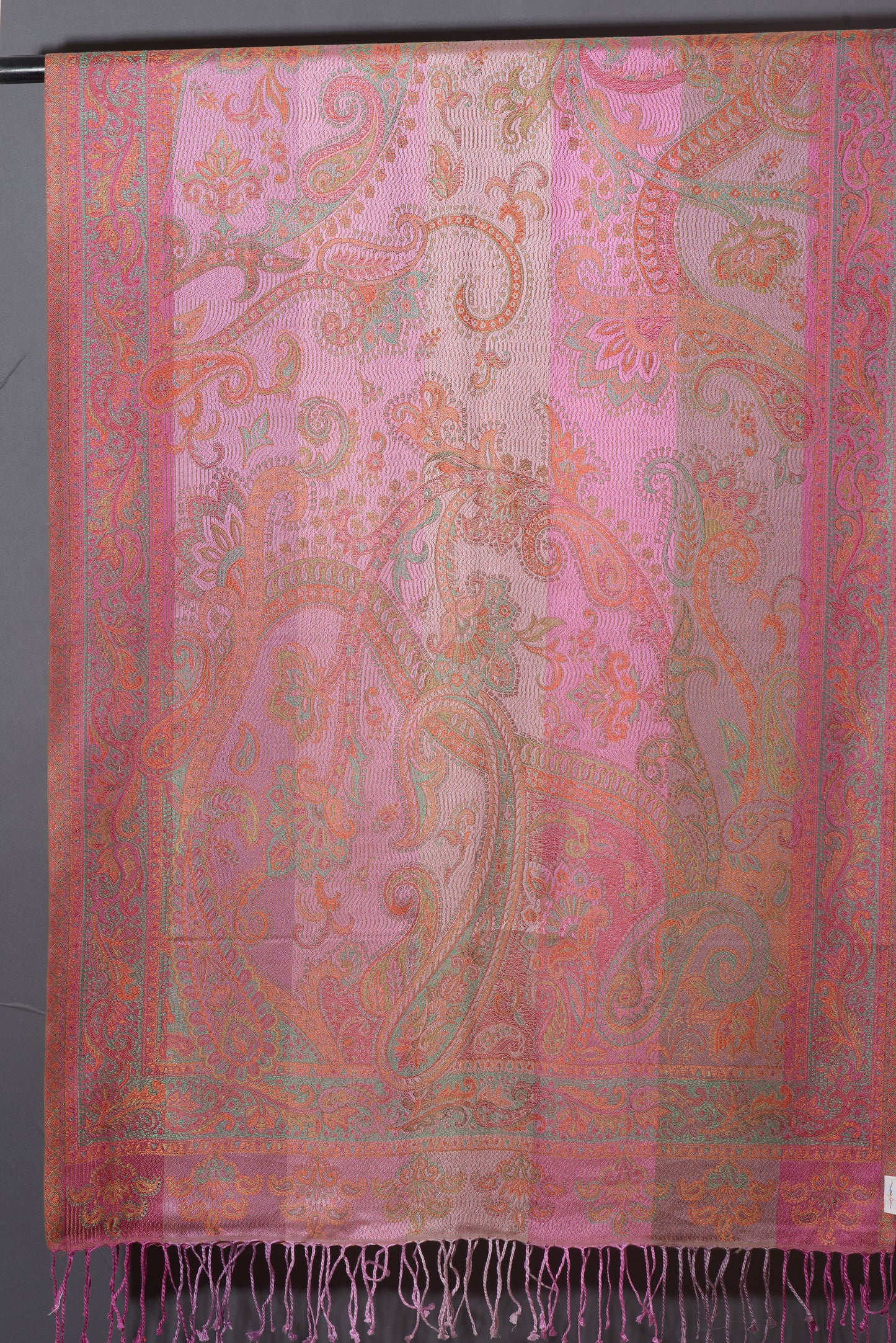 OMVAI Ornamental Paisley Premium Woven Silk Stole - Pink Sprinklers