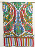 Ornamental  Mughal Paisley Kalamkari Kani Stole with Hand embroidery - Multi color