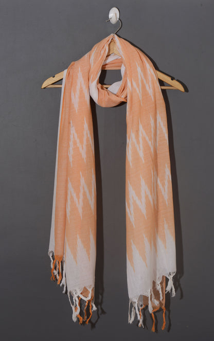 OMVAI The IKAT Dupatta with Tassels  - Pastel Apricot