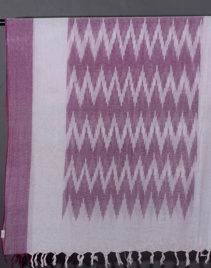 OMVAI The IKAT Dupatta with Tassels  -  Purple Passion