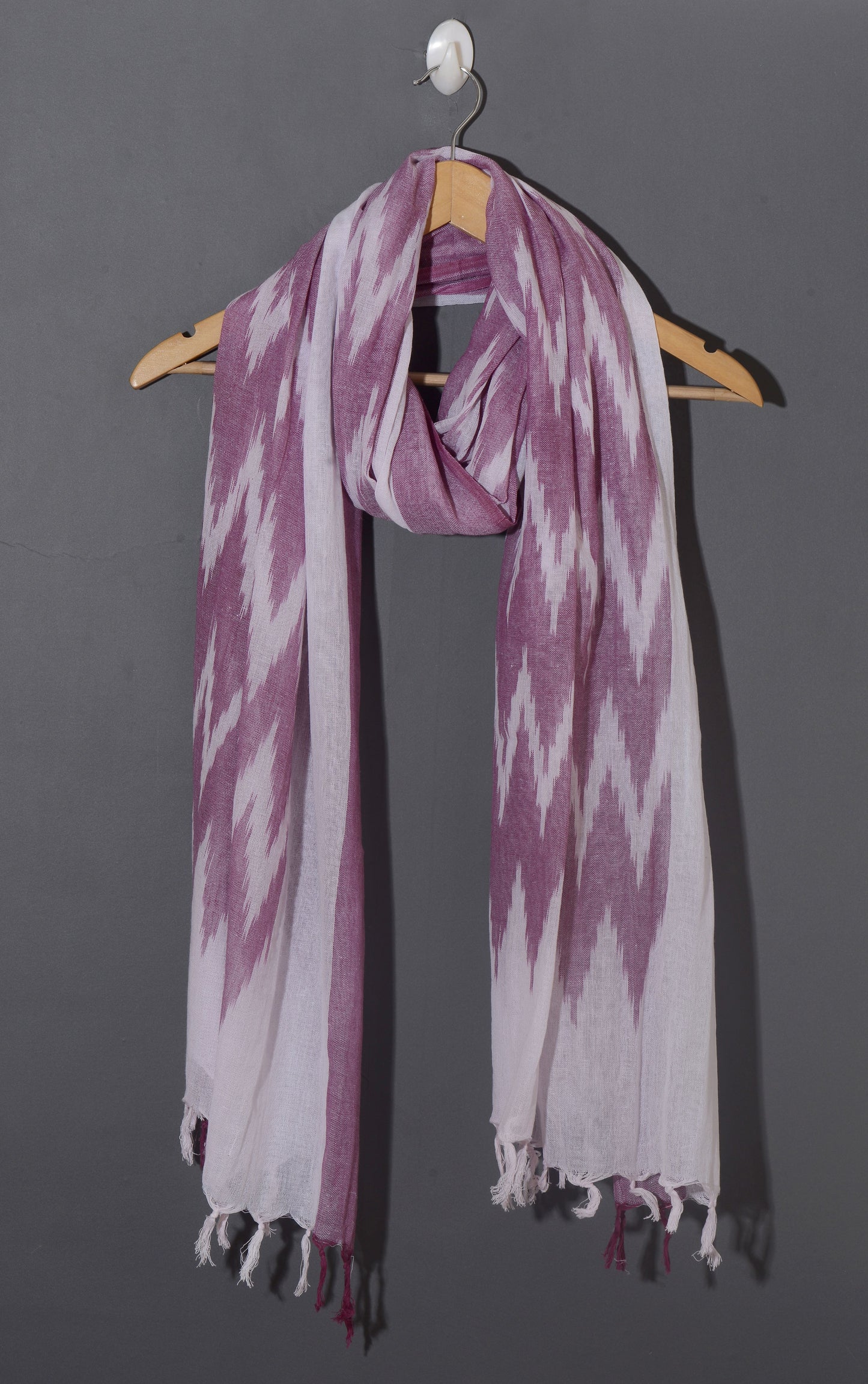 OMVAI The IKAT Dupatta with Tassels  -  Purple Passion