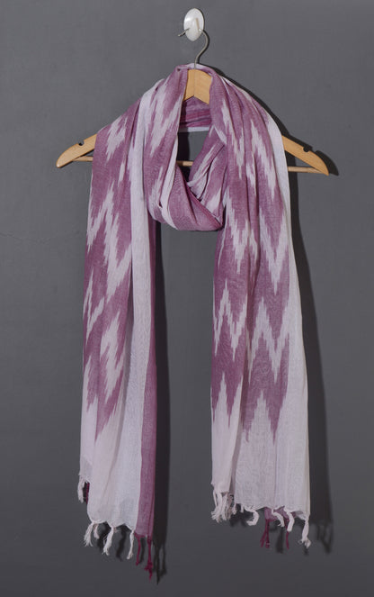 OMVAI The IKAT Dupatta with Tassels  -  Purple Passion