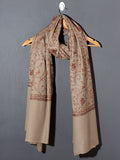 SABEEN Elegant Natural Beige Embroidered Shawl - Unisex