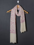 SAARA Elegant Ivory White Embroidered Shawl - Unisex