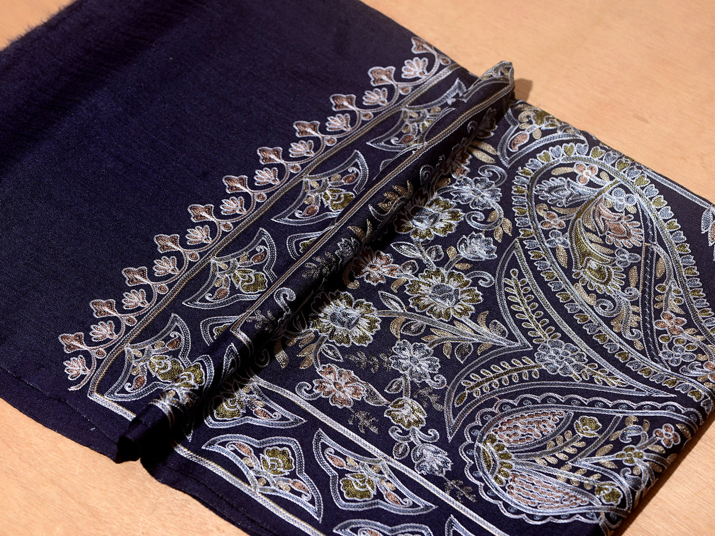 Shahi Exquisite Embroidered Stole - Imperial Blue