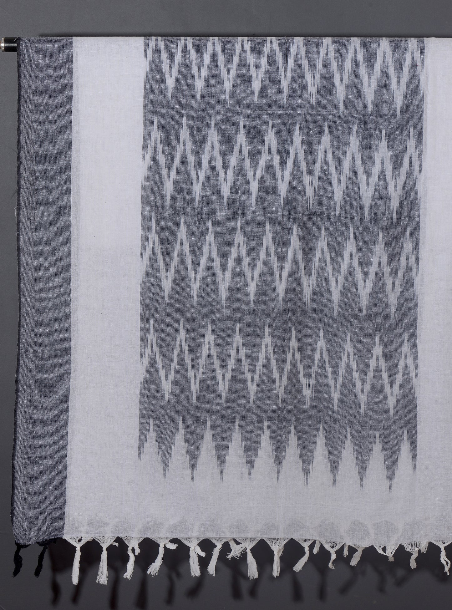 OMVAI The IKAT Dupatta with Tassels  -  Steel Grey