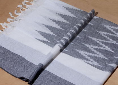OMVAI The IKAT Dupatta with Tassels  -  Steel Grey