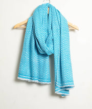 Zig Zag Patterned Super Soft Woolen Muffler - Turquoise