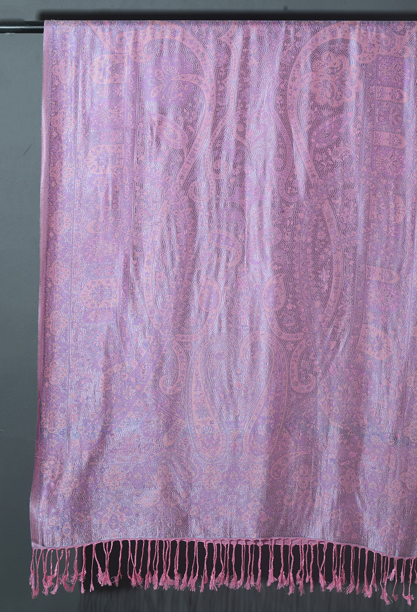 OMVAI Victorian Paisley Pattern Micro Art Silk Stole - Viola Purple Pink