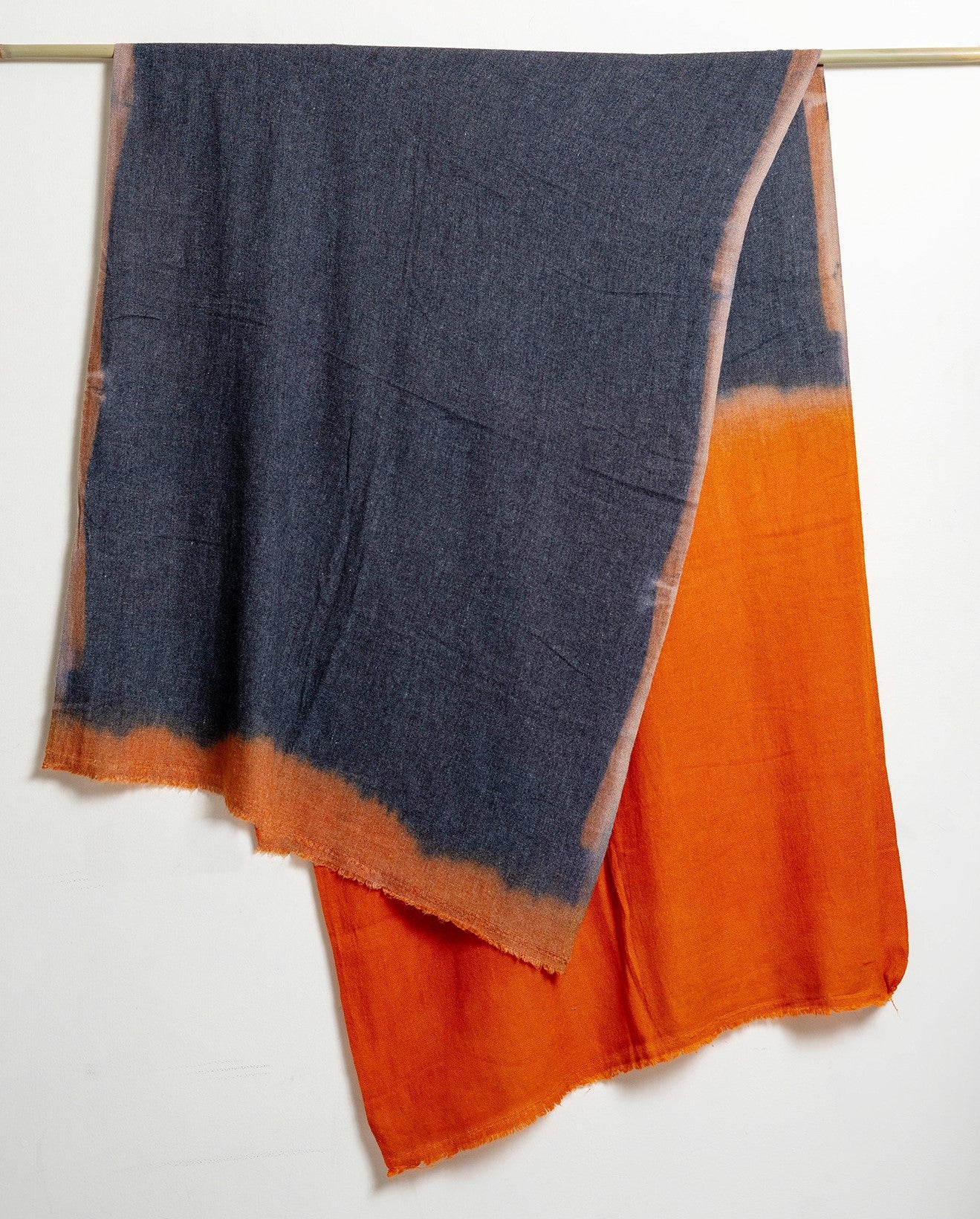 Tie and Dye Brush Paint Pattern Super Soft Woolen Muffler - Grey Orange