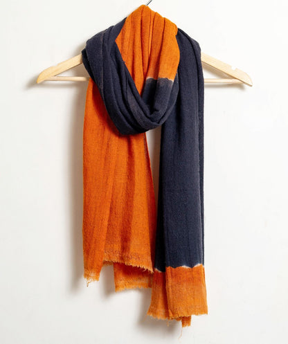 Tie and Dye Brush Paint Pattern Super Soft Woolen Muffler For Man | Navy Rust