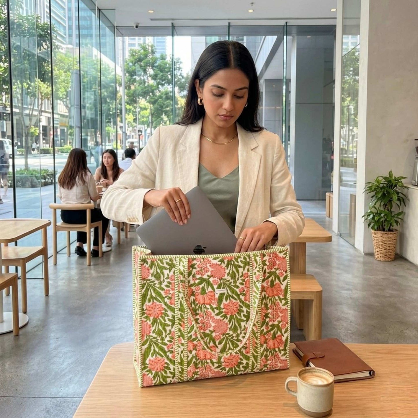 Coral Garden - Premium OMVAI Quilted Cotton Tote Bag