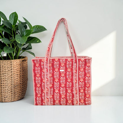 Ruby Bloom - Premium OMVAI Quilted Cotton Tote Bag