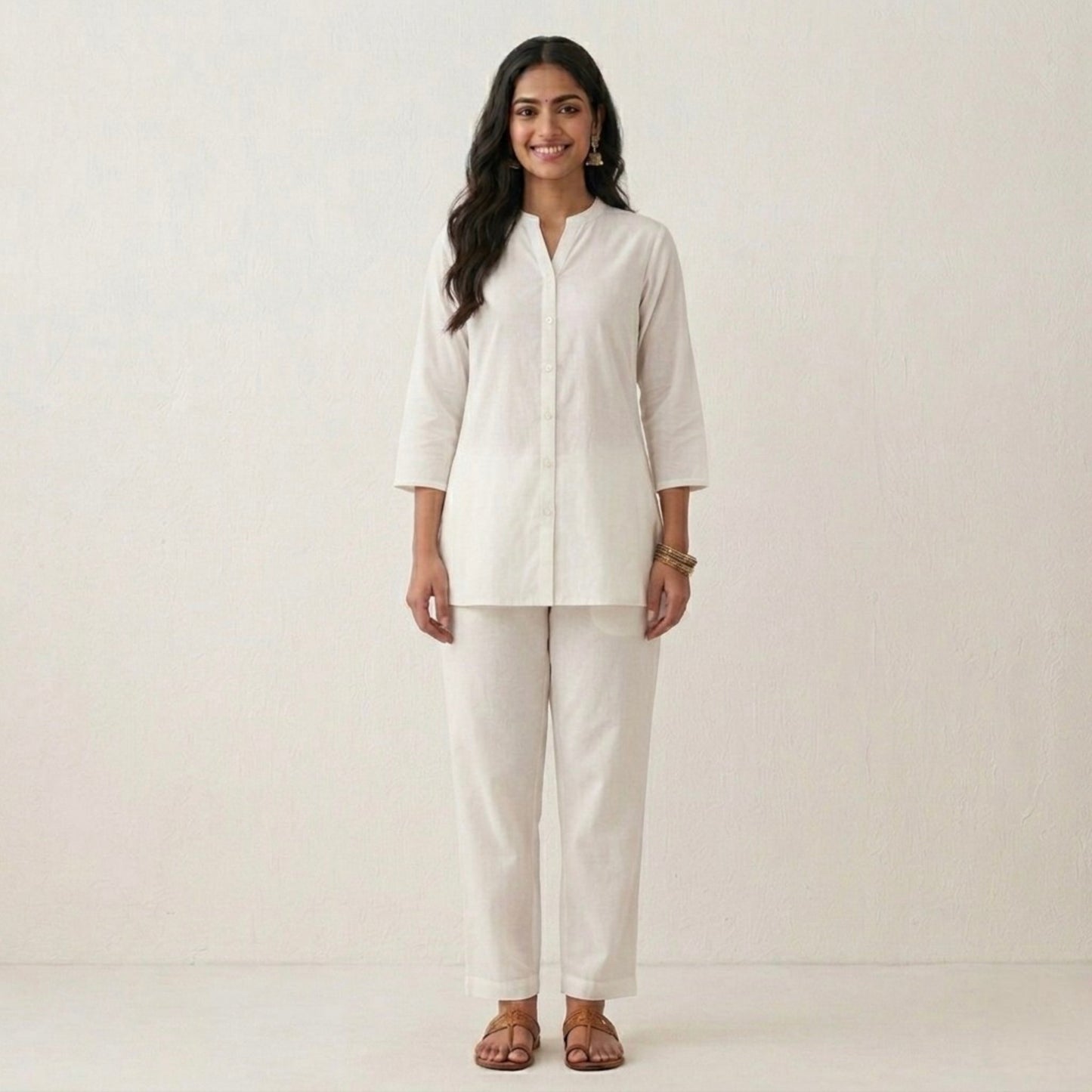 OMVAI White Cotton Pants : Relaxed Fit, Breathable & Comfortable