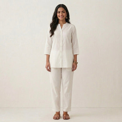 OMVAI White Cotton Pants : Relaxed Fit, Breathable & Comfortable