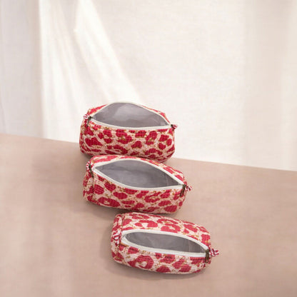 Leopard Print Quilted Canvas Tote Bag Set (4 Pieces) | Handcrafted & Lightweight