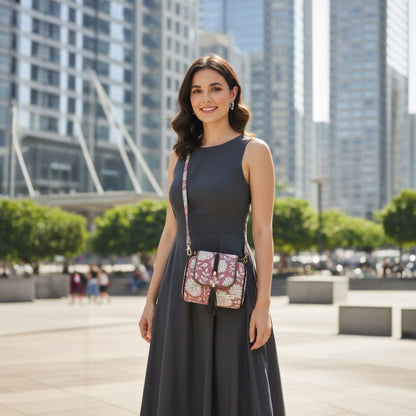 Rosewood Bloom – OMVAI Quilted Cotton Sling Bag