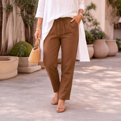 OMVAI Brown Cotton Pants : Relaxed Fit, Breathable & Comfortable