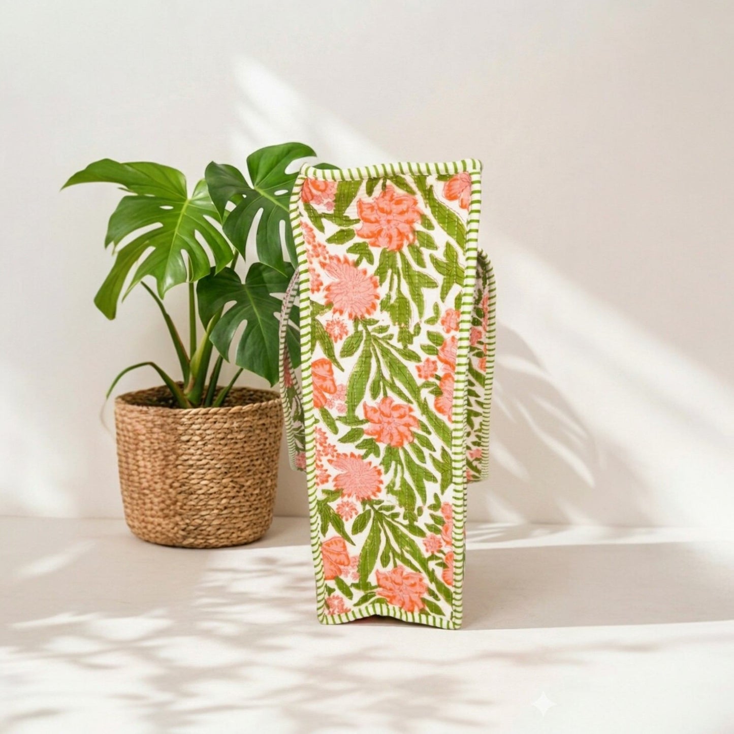 Coral Garden - Premium OMVAI Quilted Cotton Tote Bag