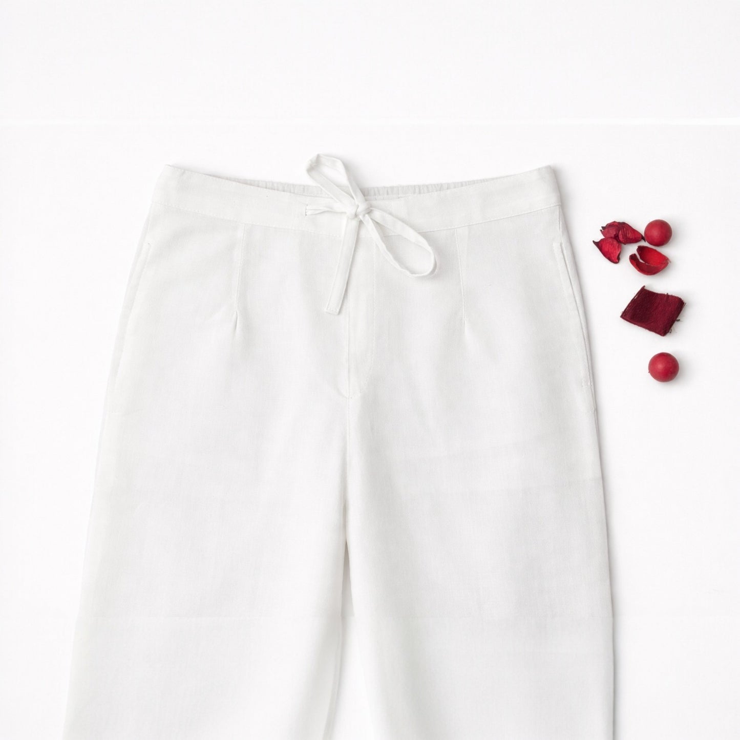 OMVAI White Cotton Pants : Relaxed Fit, Breathable & Comfortable