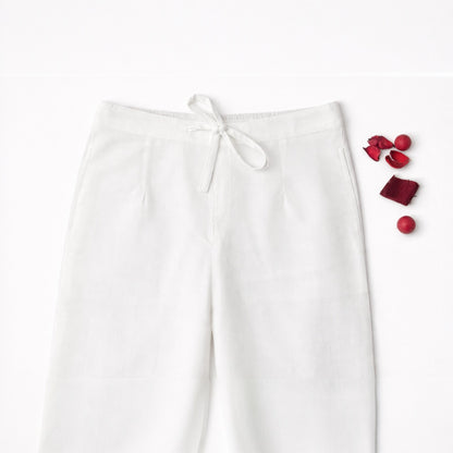 OMVAI White Cotton Pants : Relaxed Fit, Breathable & Comfortable