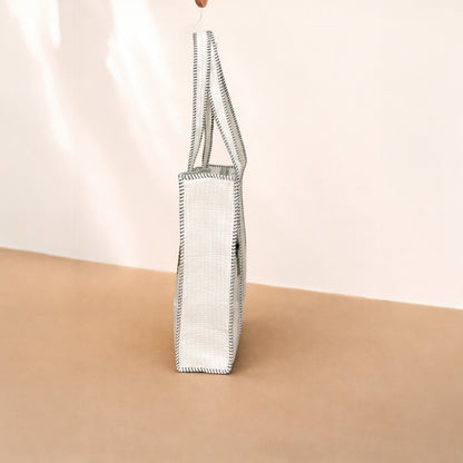 White Handblock Botanical Cotton Tote Bag | Handcrafted & Lightweight