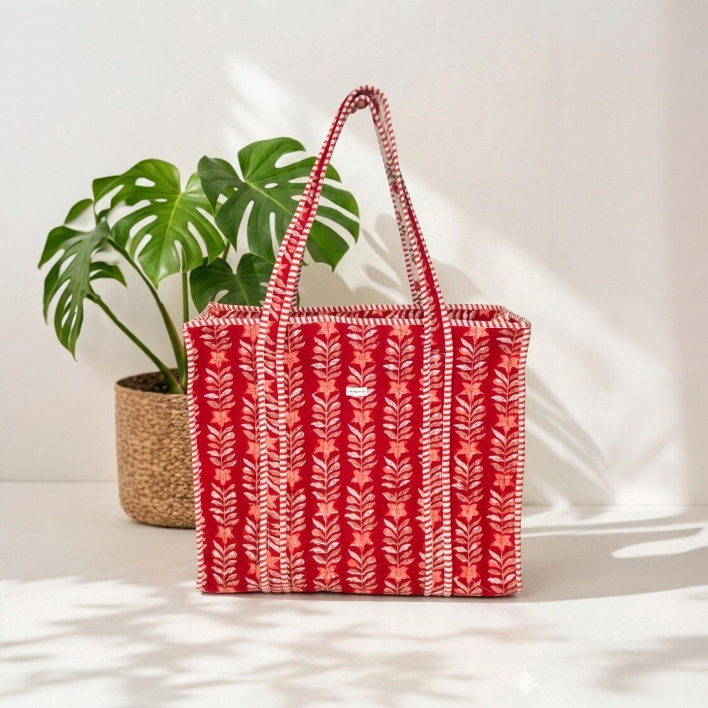 Ruby Bloom - Premium OMVAI Quilted Cotton Tote Bag