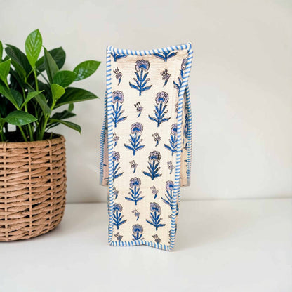 Azure Bloom - OMVAI Quilted Cotton Tote Bag