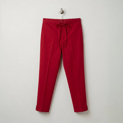 OMVAI Red Cotton Pants : Relaxed Fit, Breathable & Comfortable