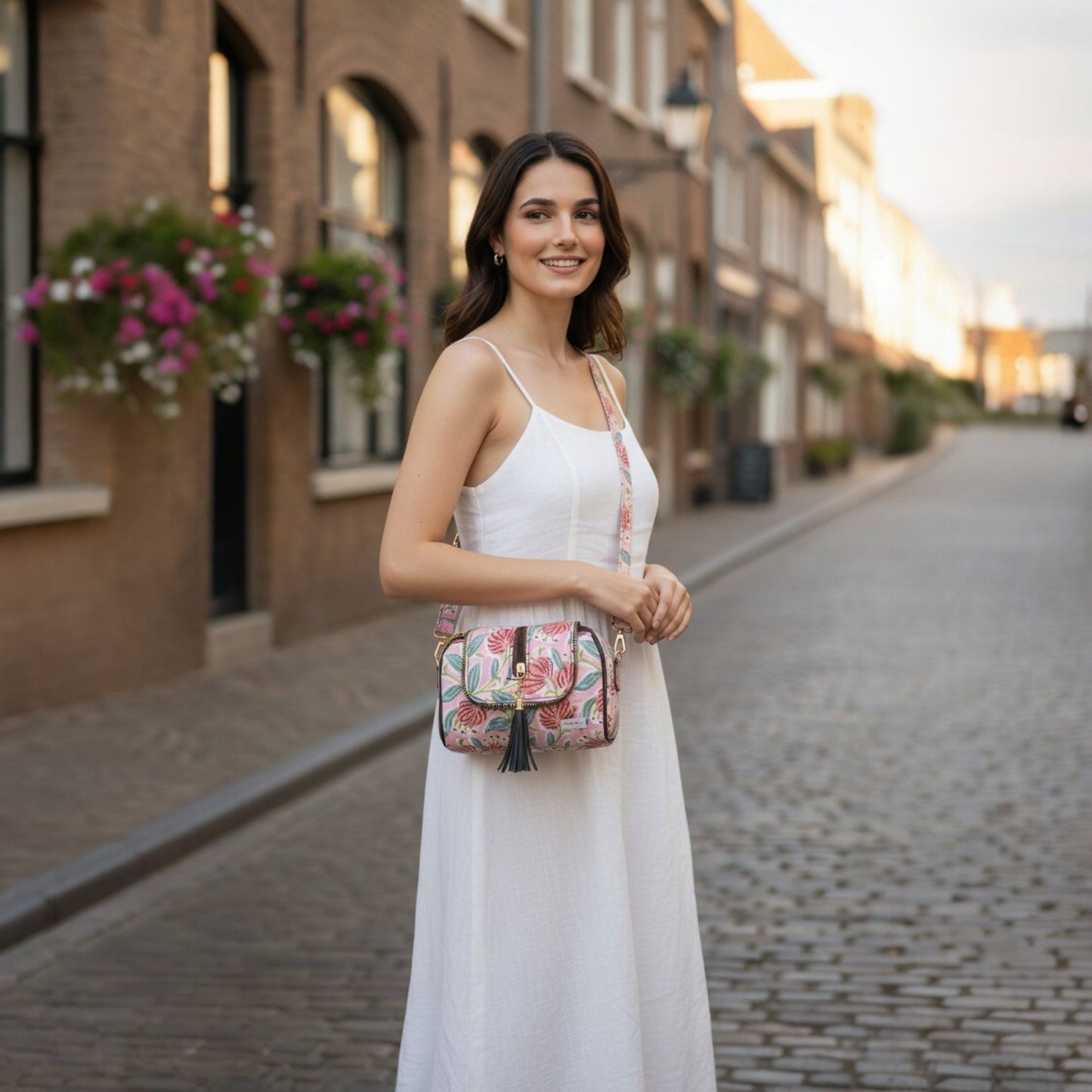 Rose Bloom – OMVAI Quilted Cotton Sling Bag
