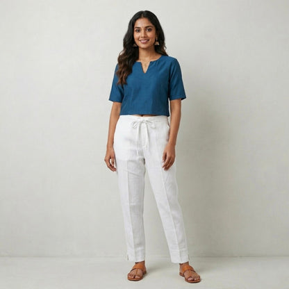 OMVAI White Cotton Pants : Relaxed Fit, Breathable & Comfortable