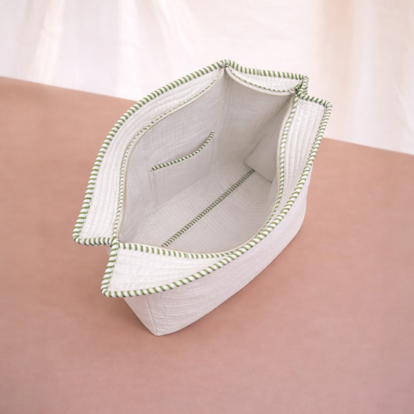White Green Handblock Cotton Tote Bag | Handcrafted & Lightweight