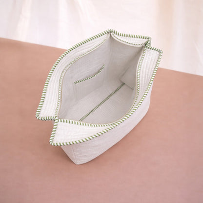 White Green Handblock Cotton Tote Bag | Handcrafted & Lightweight
