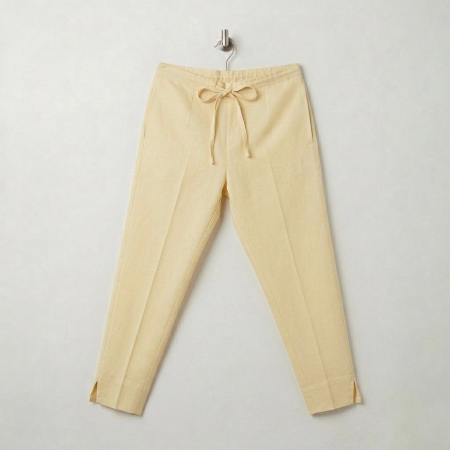 OMVAI Creamy Yellow Cotton Pants : Relaxed Fit, Breathable & Comfortable