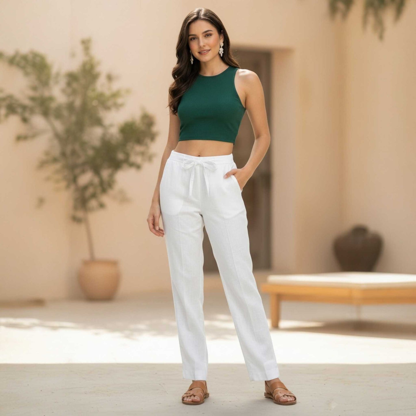 OMVAI White Cotton Pants : Relaxed Fit, Breathable & Comfortable