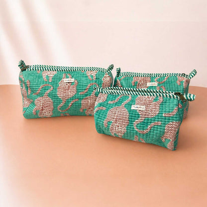 Mint Green Elegance Quilted Cotton Tote Bag Set (4-Pieces) | Handcrafted & Light-Weight