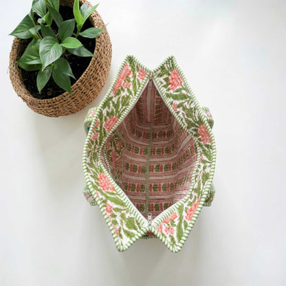 Coral Garden - Premium OMVAI Quilted Cotton Tote Bag