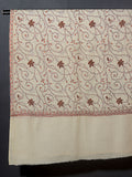 IFTIN Elegant Ivory White Embroidered Shawl - Unisex