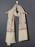 IFTIN Elegant Ivory White Embroidered Shawl - Unisex