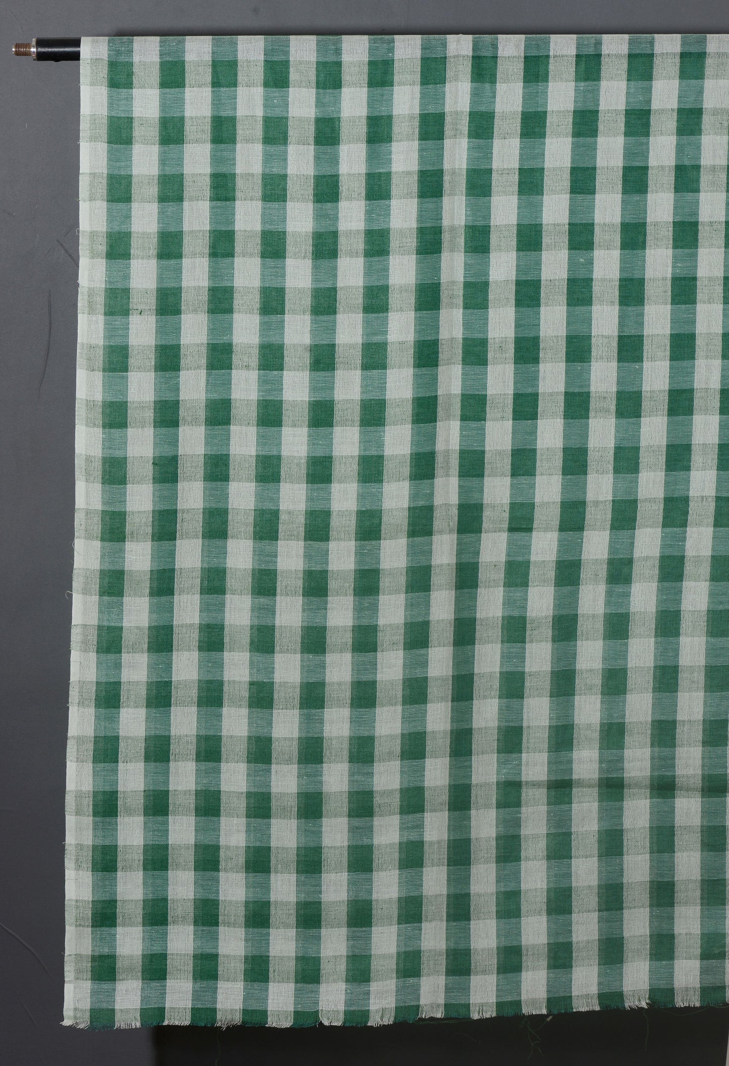 Linen Classic Gingham Checks - Green with grey