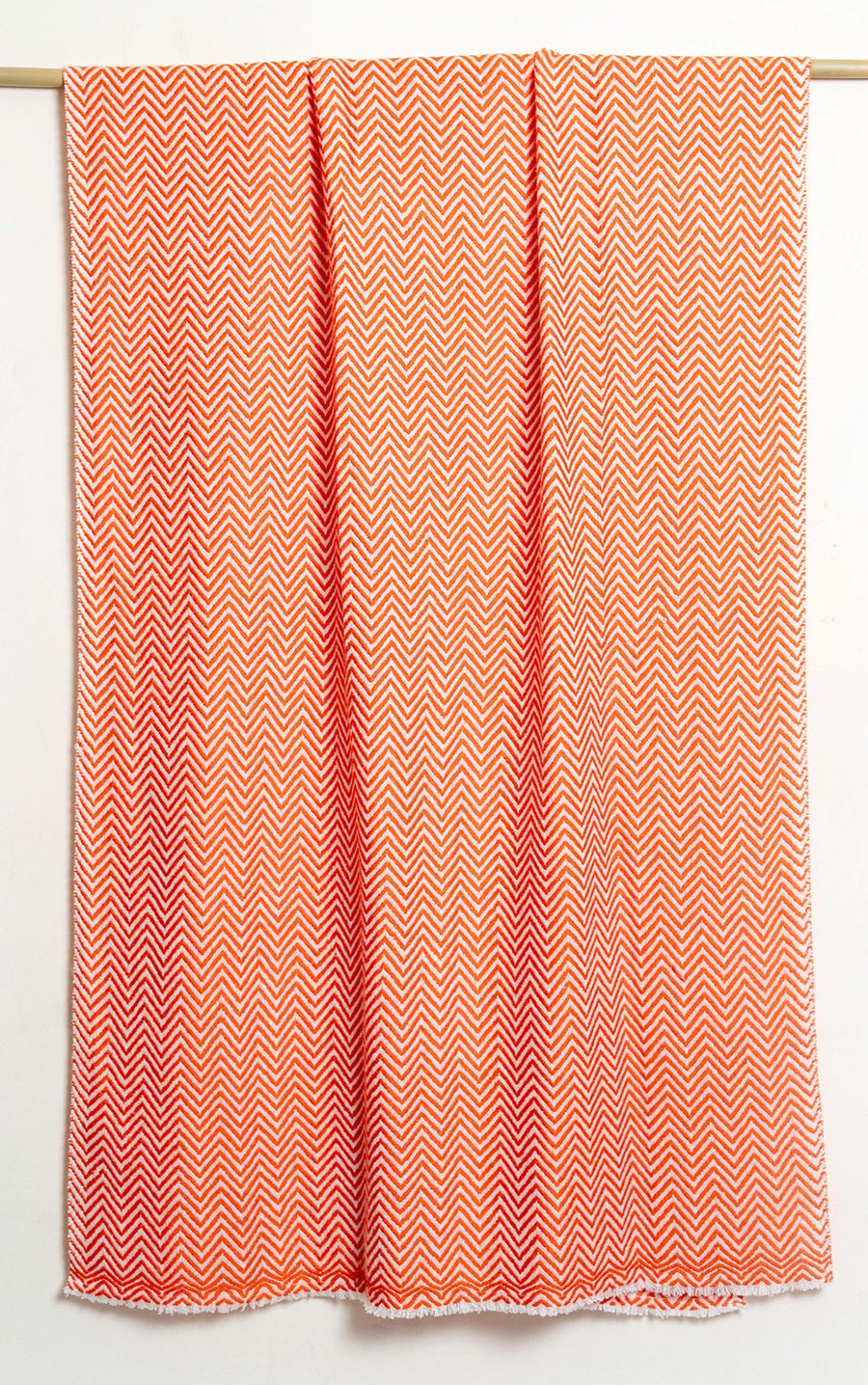 Zig Zag Patterned Super Soft Woolen Muffler - Orange