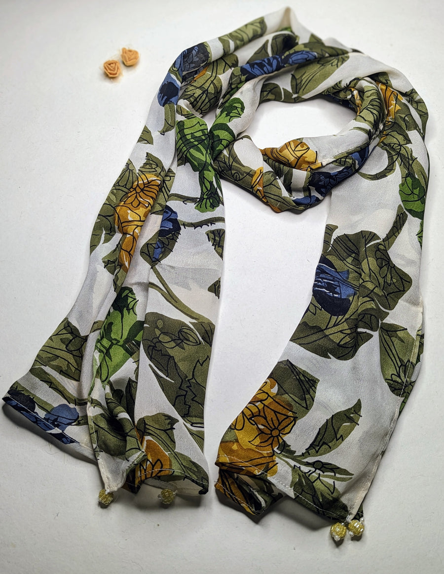 OMVAI Floral Vine Crepe Stole - Multi